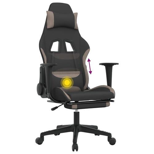 Gamingstol med massagefunktion + fodstøtte stof sort og gråbrun