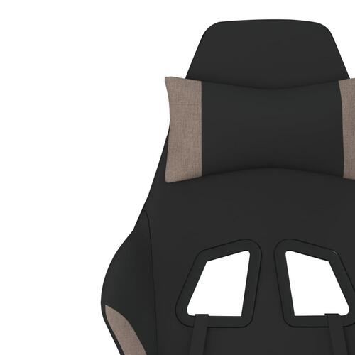 Gamingstol med massagefunktion + fodstøtte stof sort og gråbrun