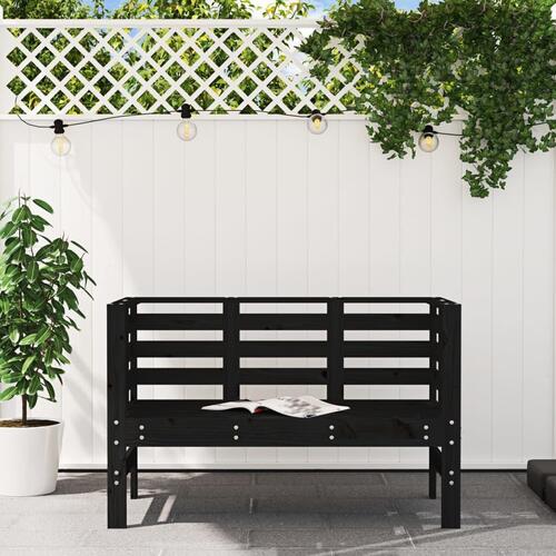 Havebænk 111,5x53x71 cm massivt fyrretræ sort