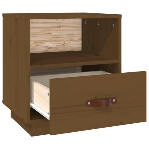 Sengebord 40x34x45 cm massivt fyrretræ gyldenbrun