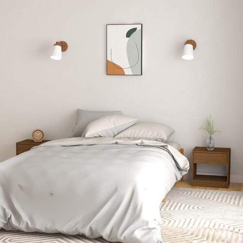 Sengeborde 2 stk. 40x31x40 cm massivt fyrretræ gyldenbrun