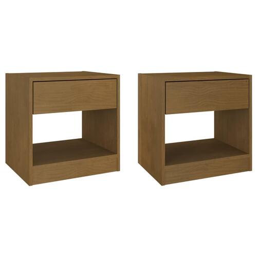 Sengeborde 2 stk. 40x31x40 cm massivt fyrretræ gyldenbrun