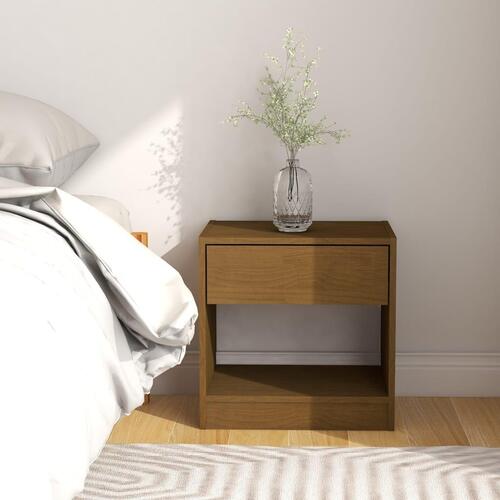 Sengeborde 2 stk. 40x31x40 cm massivt fyrretræ gyldenbrun