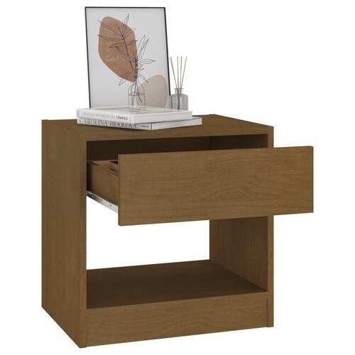 Sengeborde 2 stk. 40x31x40 cm massivt fyrretræ gyldenbrun