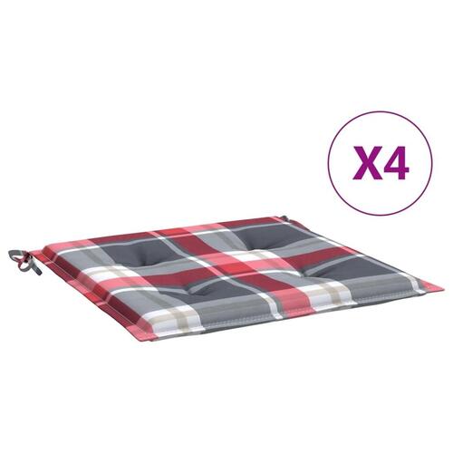 Hynder til havestol 4 stk. 50x50x3 cm oxfordstof rødternet