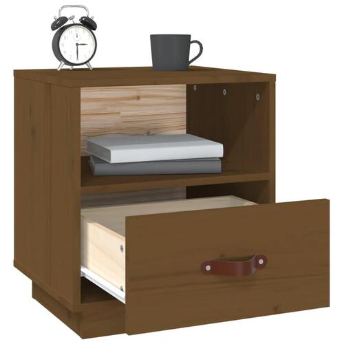 Sengeborde 2 stk. 40x34x45 cm massivt fyrretræ gyldenbrun