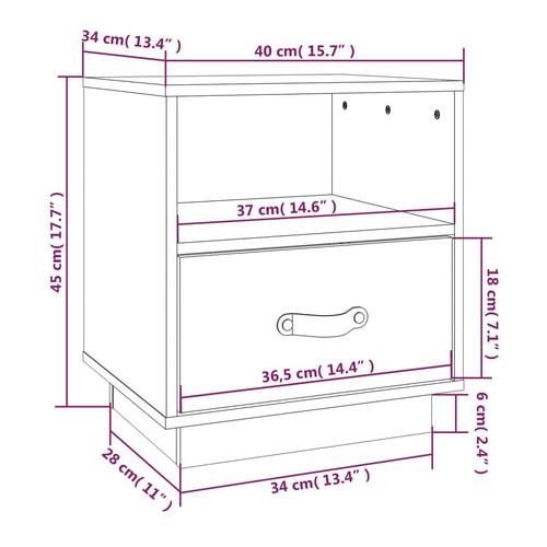 Sengeborde 2 stk. 40x34x45 cm massivt fyrretræ gyldenbrun