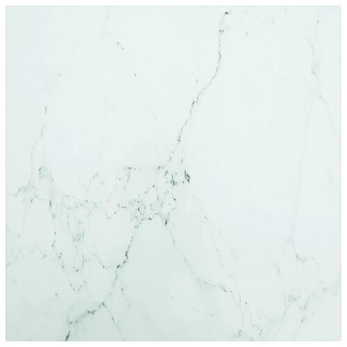 Bordplade 40x40 cm 6 mm hærdet glas med marmordesign hvid
