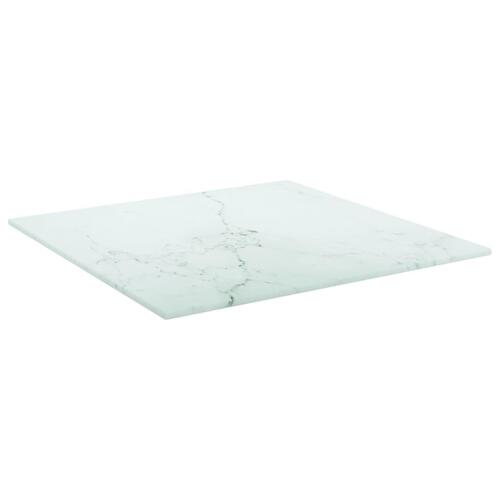 Bordplade 40x40 cm 6 mm hærdet glas med marmordesign hvid