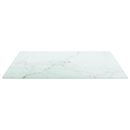 Bordplade 40x40 cm 6 mm hærdet glas med marmordesign hvid
