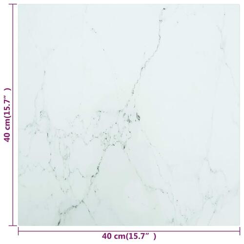 Bordplade 40x40 cm 6 mm hærdet glas med marmordesign hvid