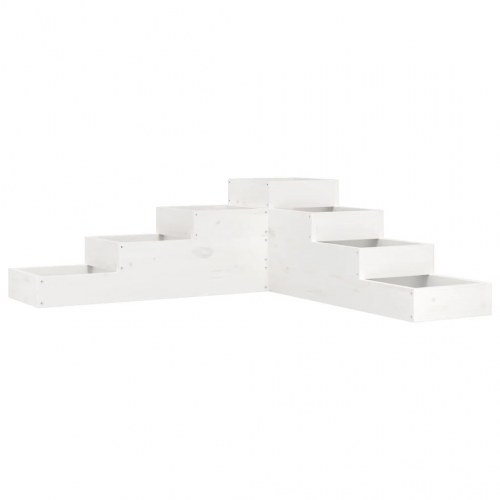 Plantekasse i 4 niveauer 106 x 104,5 x 36 cm massivt fyrretræ - hvid