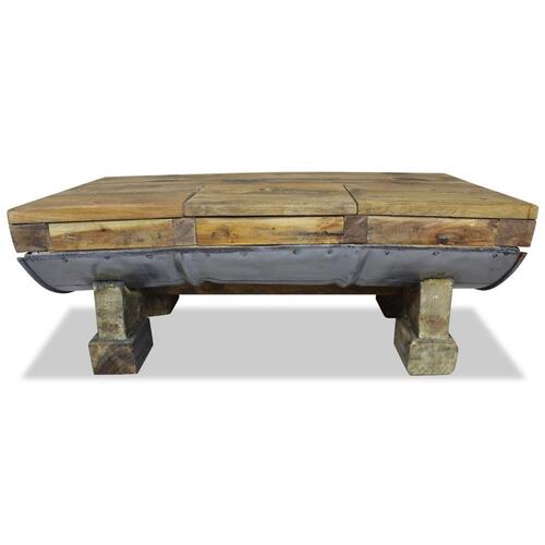 Sofabord massivt genbrugstræ 90 x 50 x 35 cm