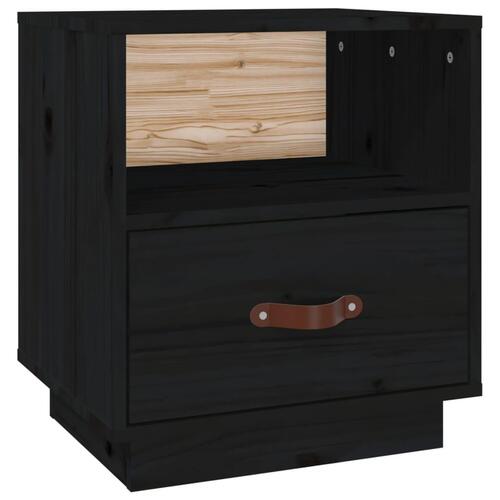 Sengebord 40x34x45 cm massivt fyrretræ sort
