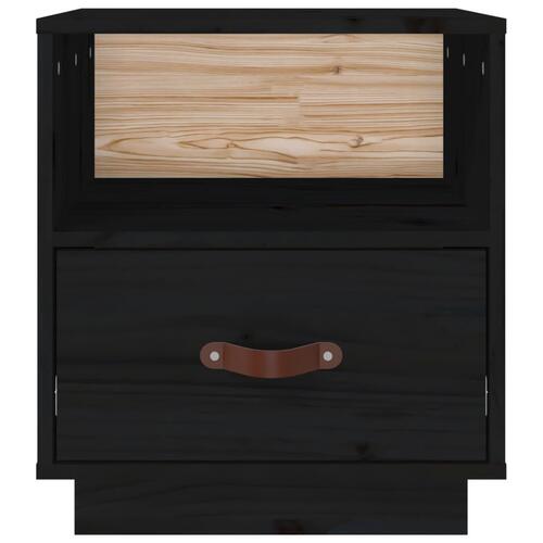 Sengebord 40x34x45 cm massivt fyrretræ sort