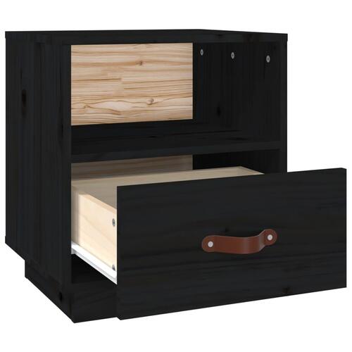 Sengebord 40x34x45 cm massivt fyrretræ sort