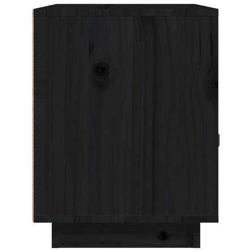 Sengebord 40x34x45 cm massivt fyrretræ sort