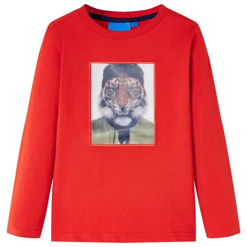 Langærmet T-shirt til børn str. 116 rød