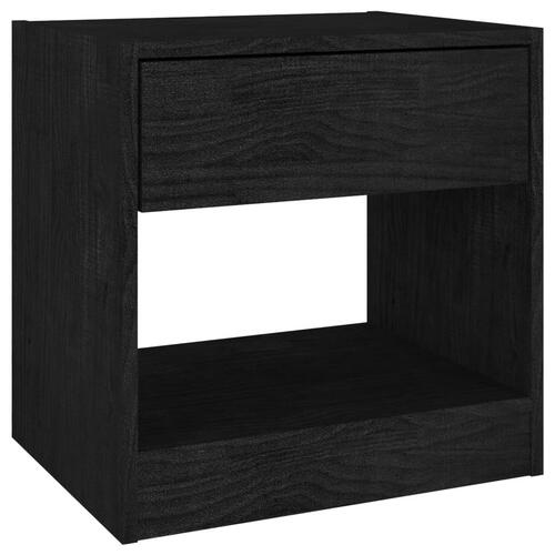 Sengebord 40x31x40 cm massivt fyrretræ sort