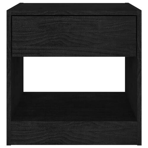 Sengebord 40x31x40 cm massivt fyrretræ sort