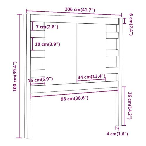 Sengegærde 106x4x100 cm massivt fyrretræ grå