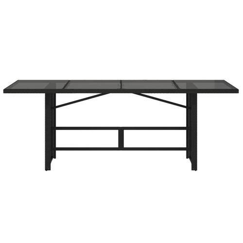 Havebord med glastop 190x80x74 cm polyrattan sort
