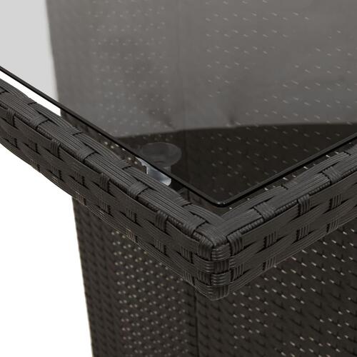Havebord med glastop 190x80x74 cm polyrattan sort