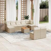 Sofasæt til haven 10 dele med hynder polyrattan beige