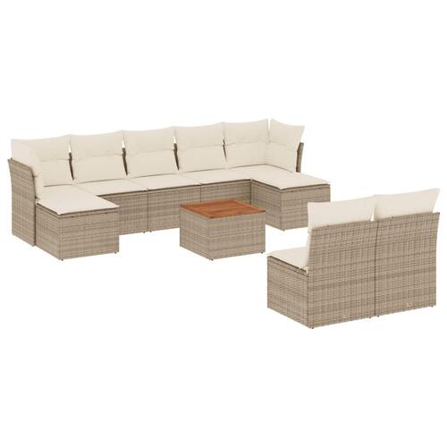 Sofasæt til haven 10 dele med hynder polyrattan beige