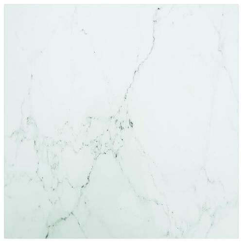 Bordplade 50x50 cm 6 mm hærdet glas med marmordesign hvid