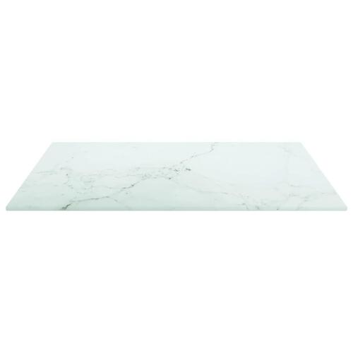 Bordplade 50x50 cm 6 mm hærdet glas med marmordesign hvid