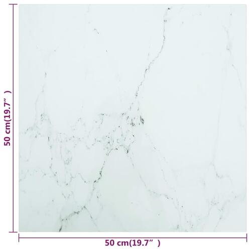 Bordplade 50x50 cm 6 mm hærdet glas med marmordesign hvid