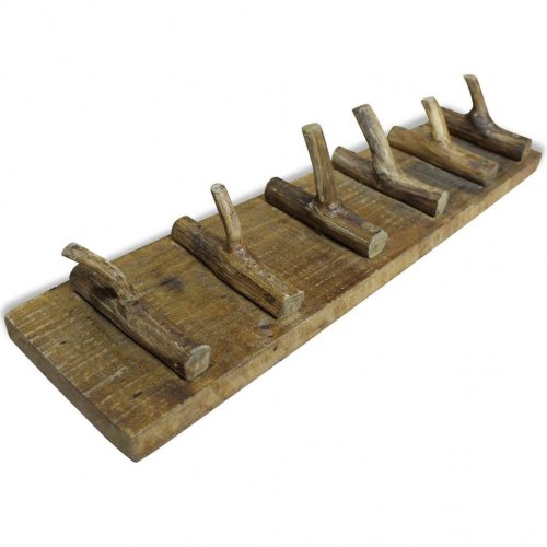 Knagerække 60 × 15 cm i blandet genbrugstræ - 6 knager