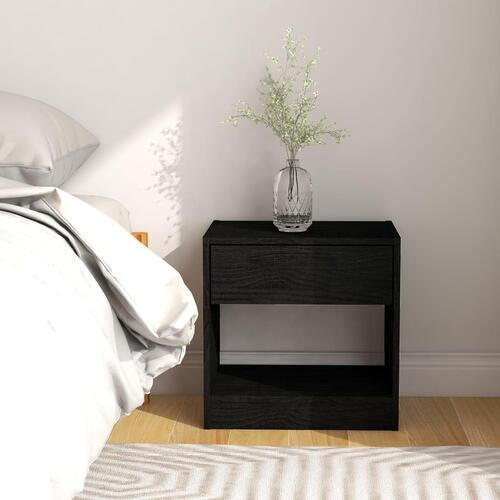 Sengeborde 2 stk. 40x31x40 cm massivt fyrretræ sort