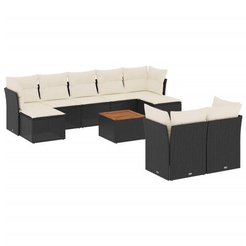 Sofasæt til haven 10 dele med hynder polyrattan sort