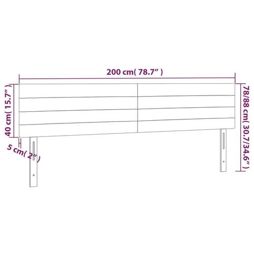 Sengegavl med LED-lys 200x5x78/88 cm stof blå