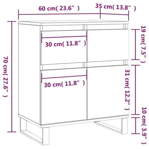 Skænk 60x35x70 cm konstrueret træ betongrå