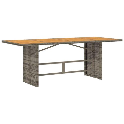 Havebord med top i akacietræ 190x80x74 cm polyrattan grå