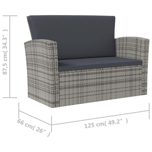 Loungesæt til haven 8 dele med hynder polyrattan grå