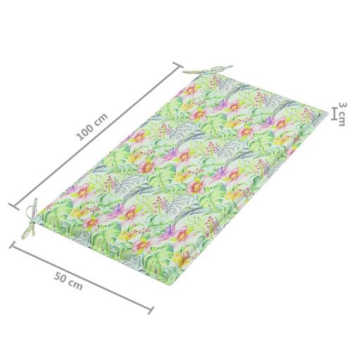 Hynde til havebænk 100x50x3 cm oxfordstof bladmønster