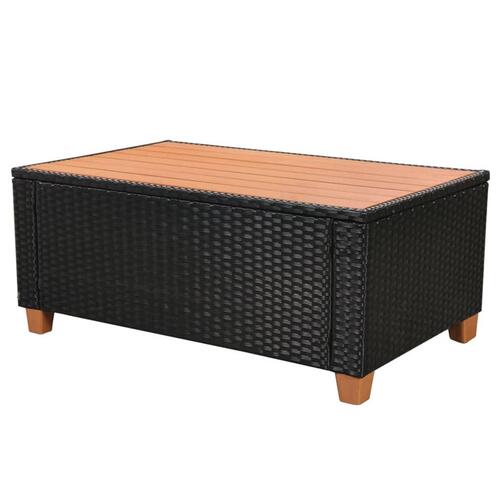 Haveloungesæt 5 dele med hynder polyrattan sort