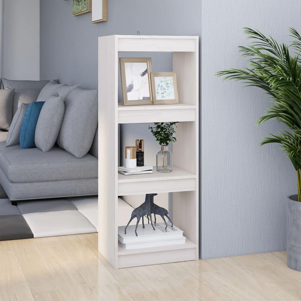 Bogskab/rumdeler 40x30x103,5 cm massivt fyrretræ hvid