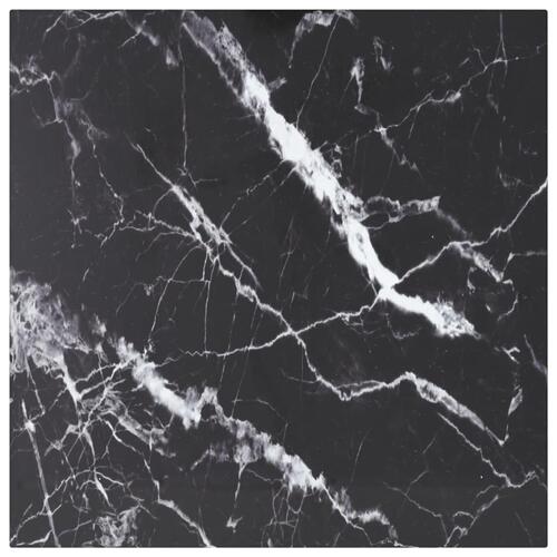 Bordplade 50x50 cm 6 mm hærdet glas med marmordesign sort