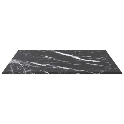 Bordplade 50x50 cm 6 mm hærdet glas med marmordesign sort