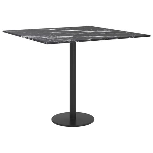 Bordplade 50x50 cm 6 mm hærdet glas med marmordesign sort