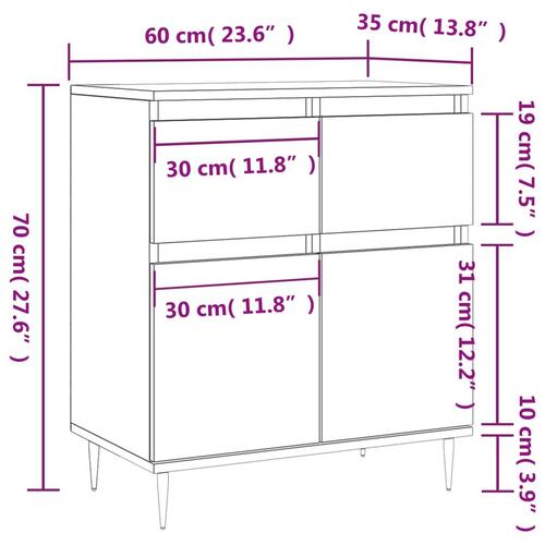 Skænk 60x35x70 cm konstrueret træ sonoma-eg