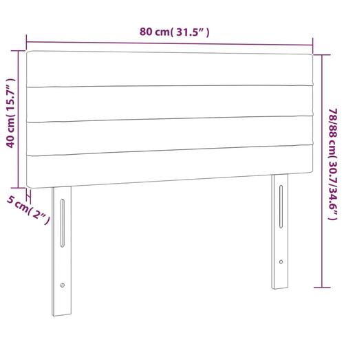 Sengegavl med LED-lys 80x5x78/88 cm velour sort