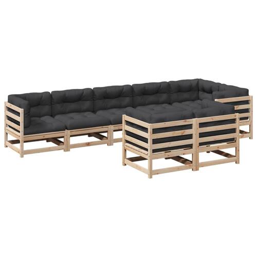 Sofasæt til haven 8 dele med hynder massivt fyrretræ