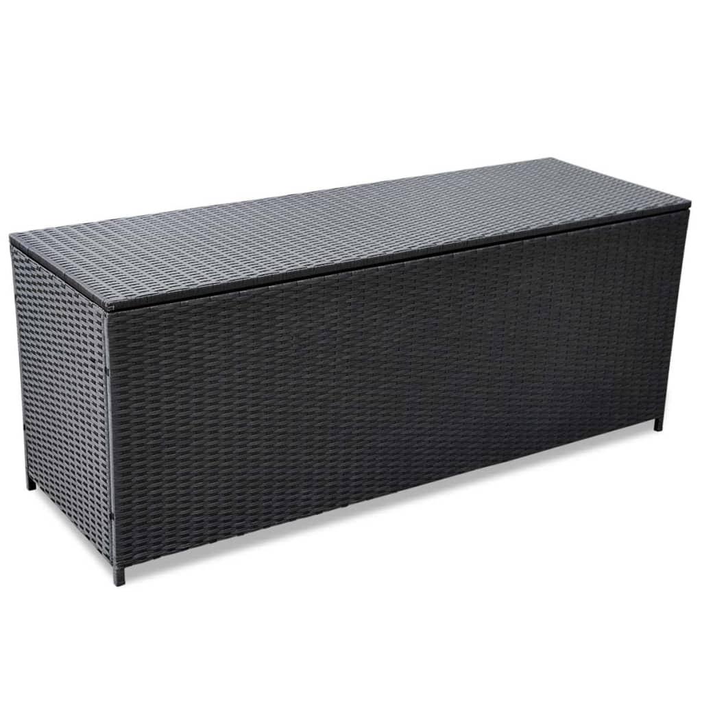 Udendørs opbevaringskasse 150x50x60 cm polyrattan sort