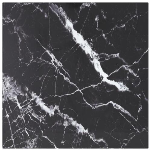 Bordplade 70x70 cm 6 mm hærdet glas med marmordesign sort